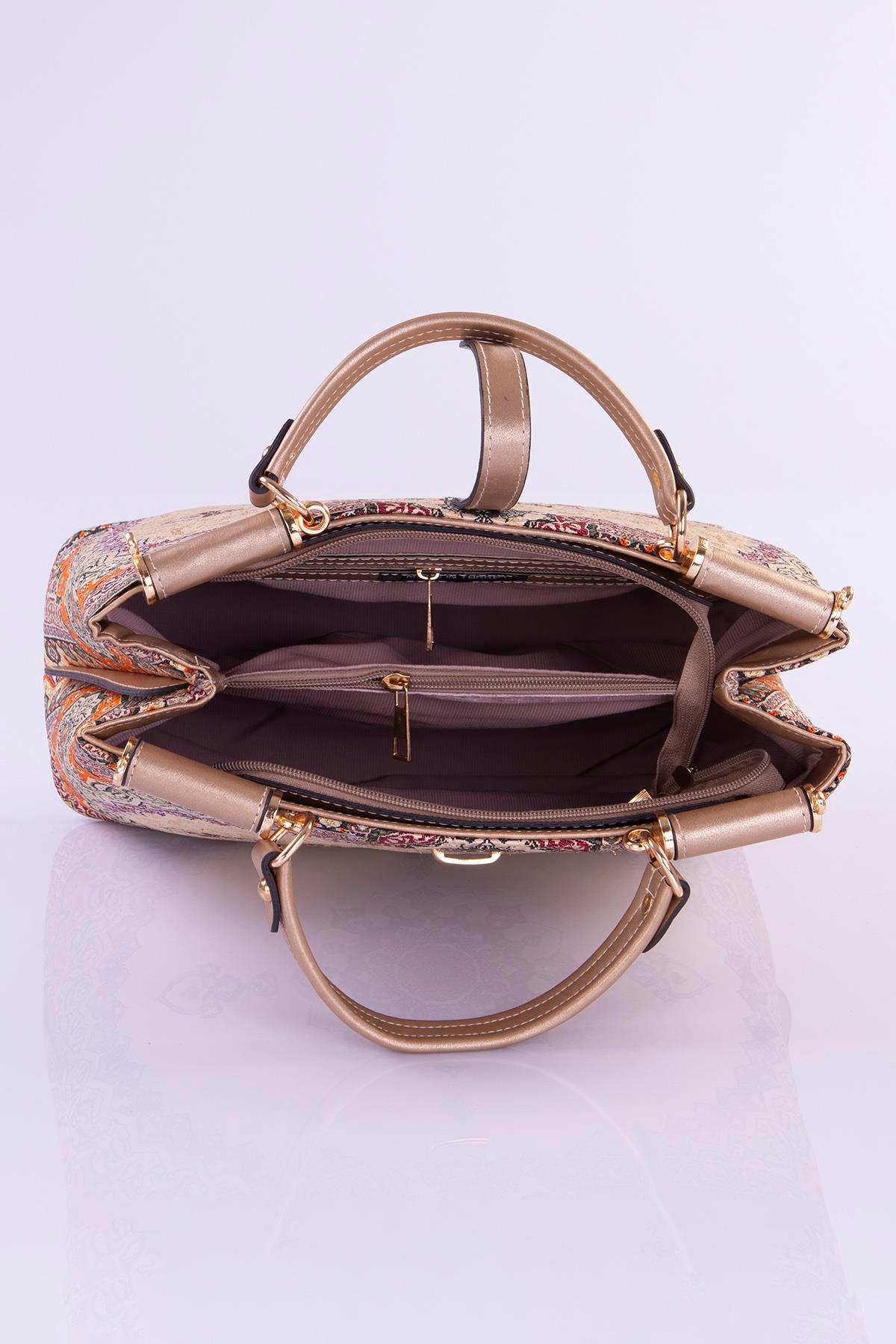 Mottif İstanbul  Otantik Dokuma Gold Omuz Çanta 1026.01