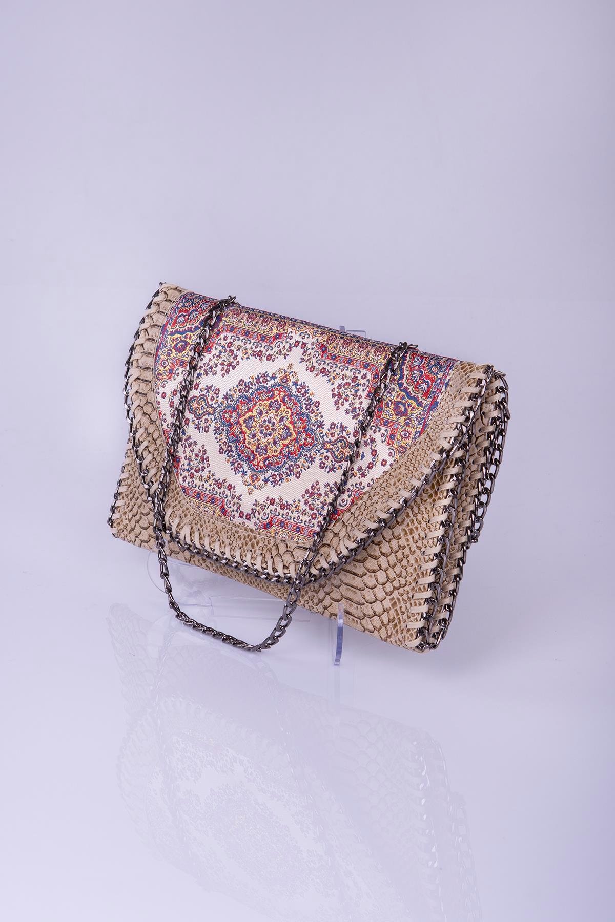 Mottif  İstanbul  Otantik Dokuma Kadın Portföy Clutch Çanta 1007.03