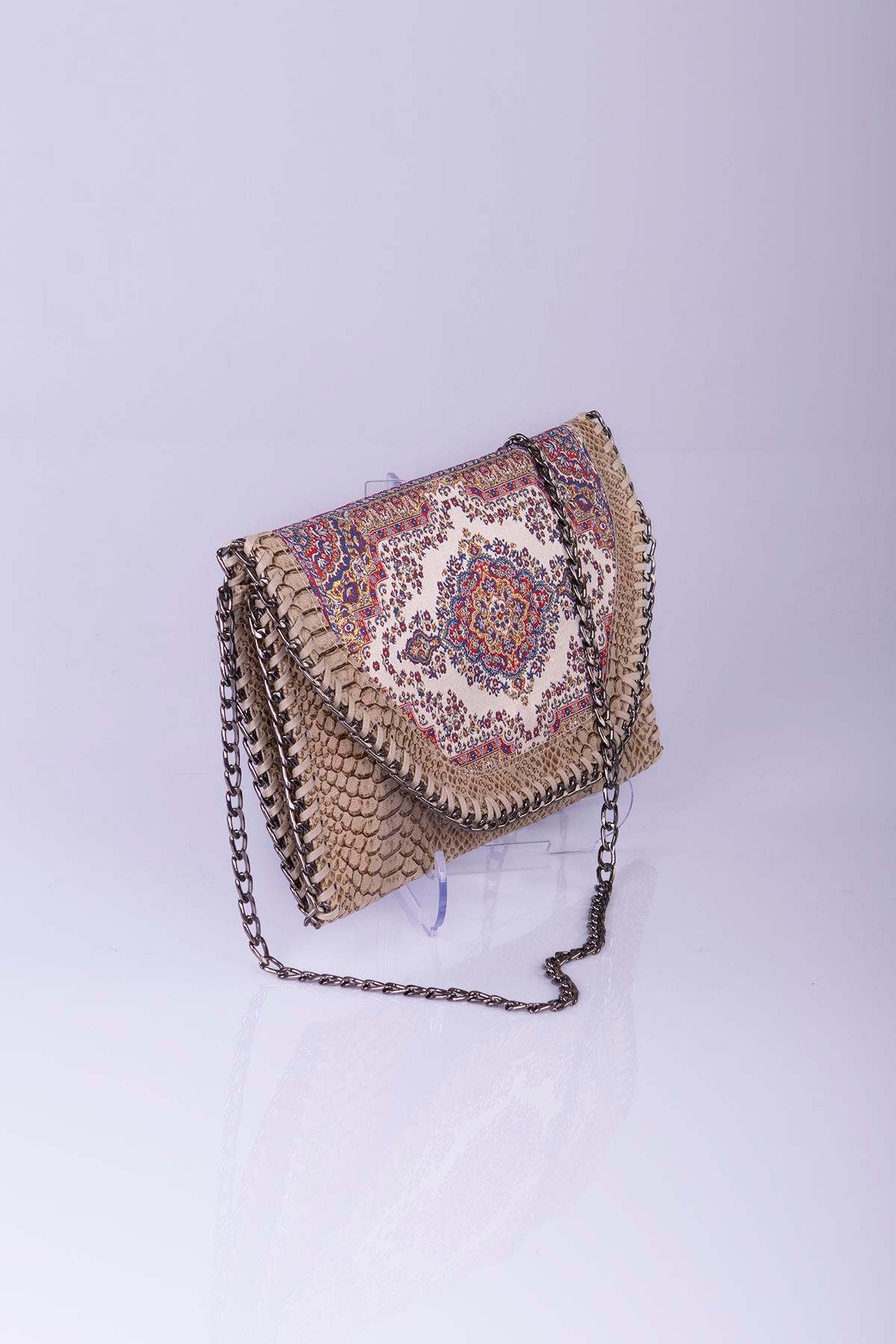 Mottif  İstanbul  Otantik Dokuma Kadın Portföy Clutch Çanta 1007.03