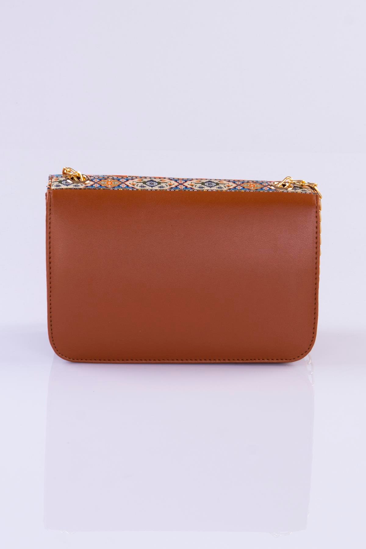 Mottif İstanbul Zincirli  Otantik Dokuma Turuncu Omuz Çanta 1015.14