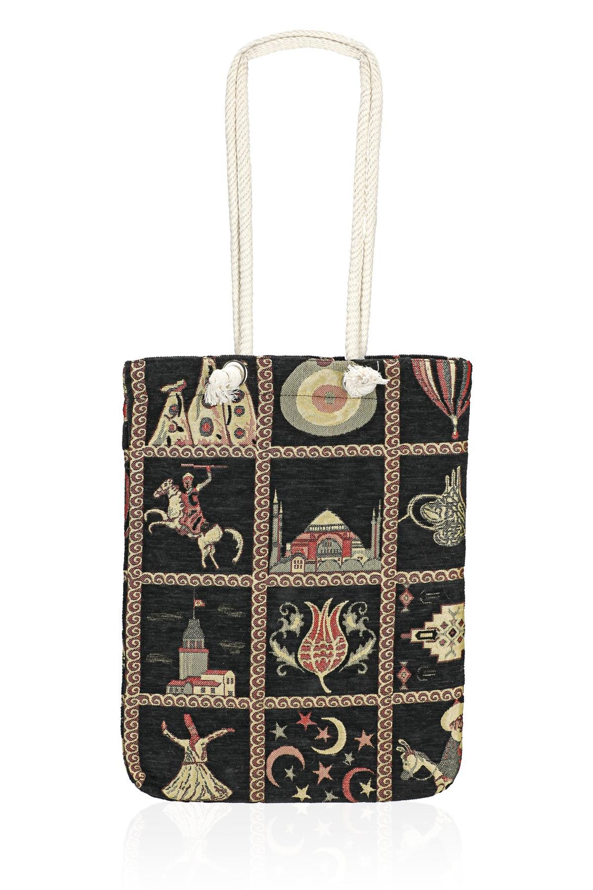 Omuz Çanta Kadın Çanta Motif İstanbul Otantik Şönil Heybe Çanta