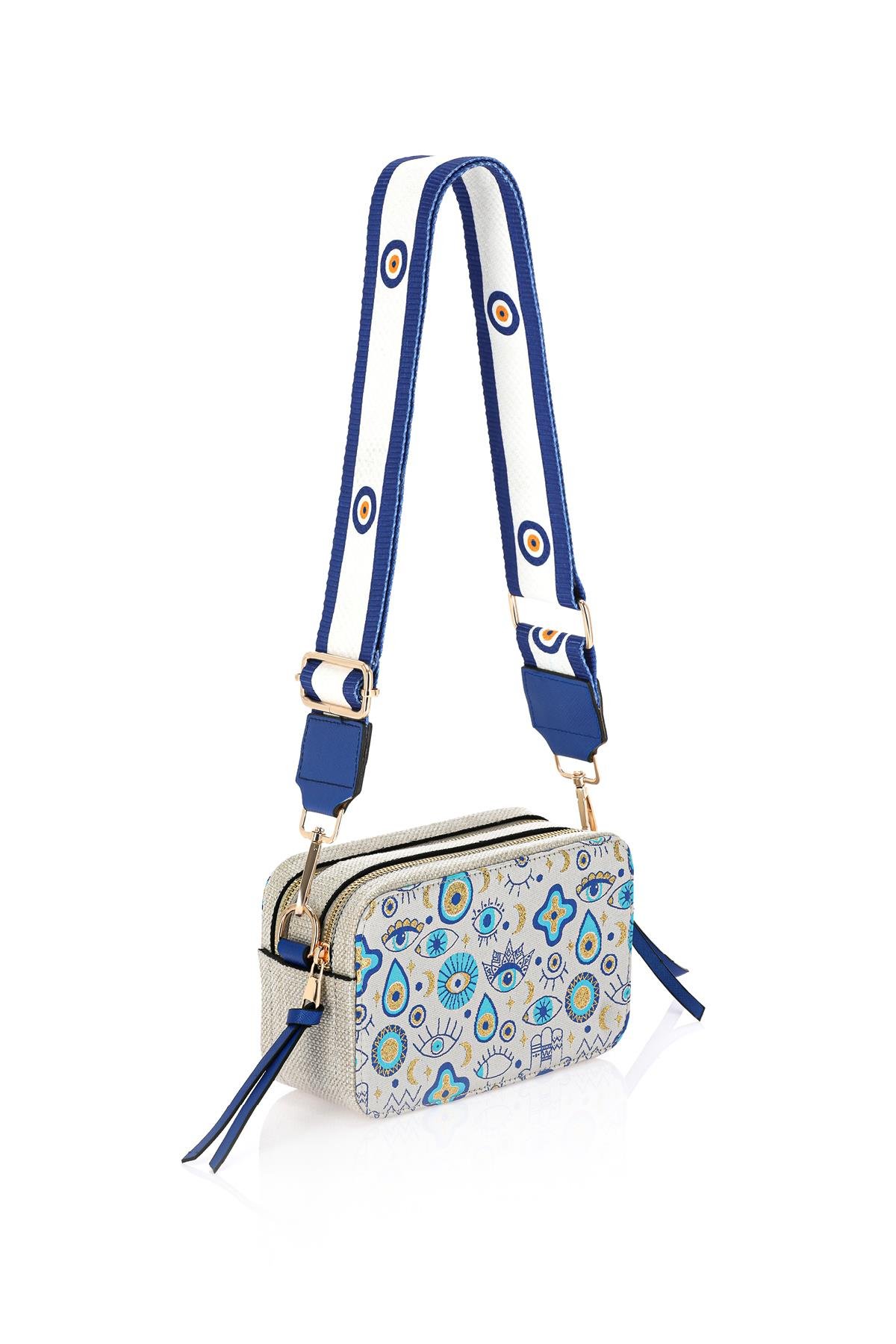 Omuz Kadın Çanta Fermuarlı Ayarlanabilir Askılı El Kol ve Omuz Çantası Motif İstanbul Nazar 1071