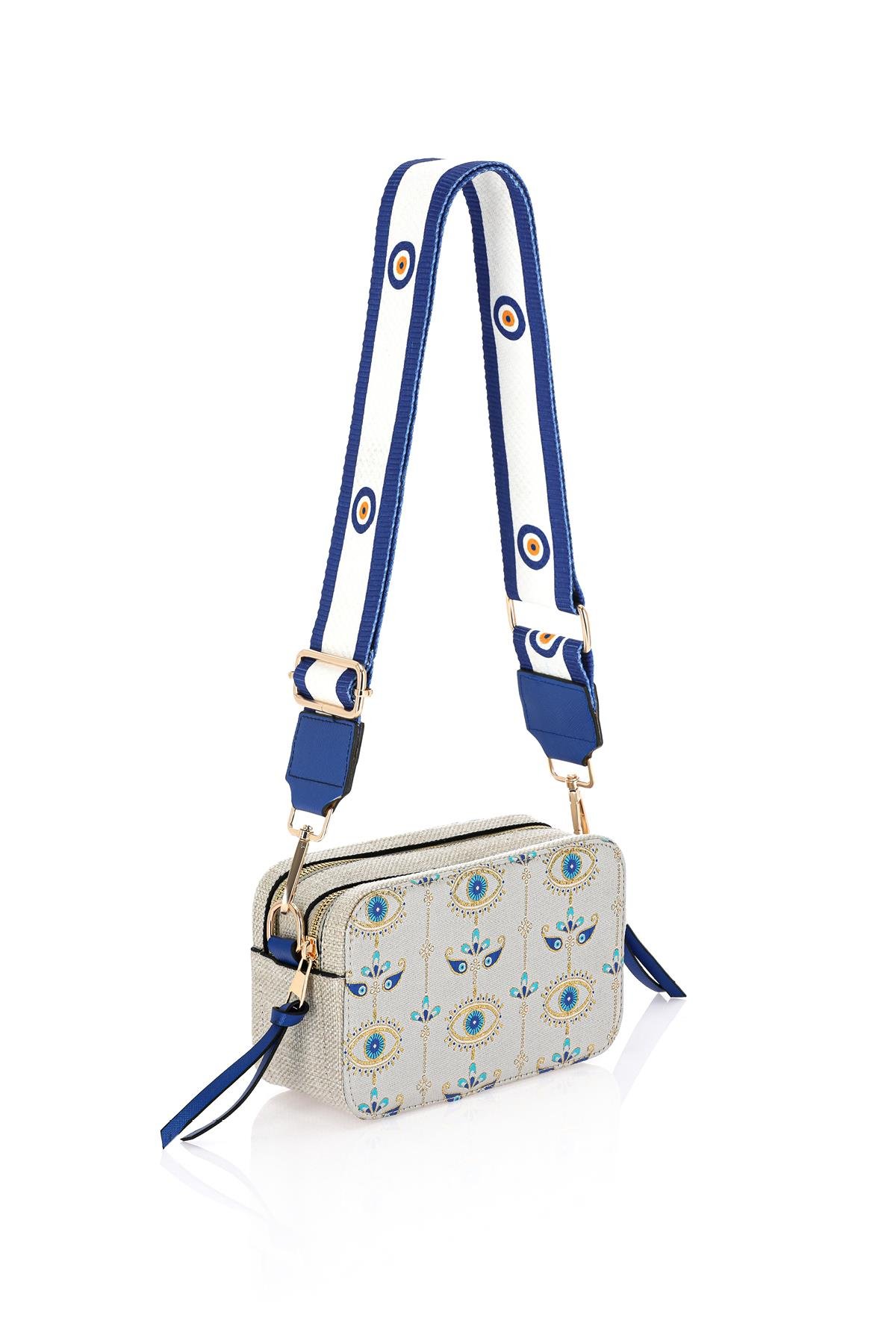 Omuz Kadın Çanta Fermuarlı Ayarlanabilir Askılı El Kol ve Omuz Çantası Motif İstanbul Nazar 1071