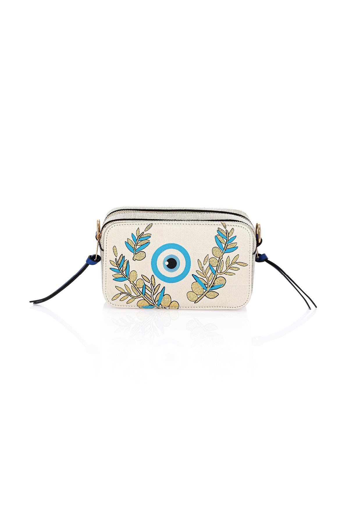 Omuz Kadın Çanta Fermuarlı Ayarlanabilir Askılı El Kol ve Omuz Çantası Motif İstanbul Nazar 1071