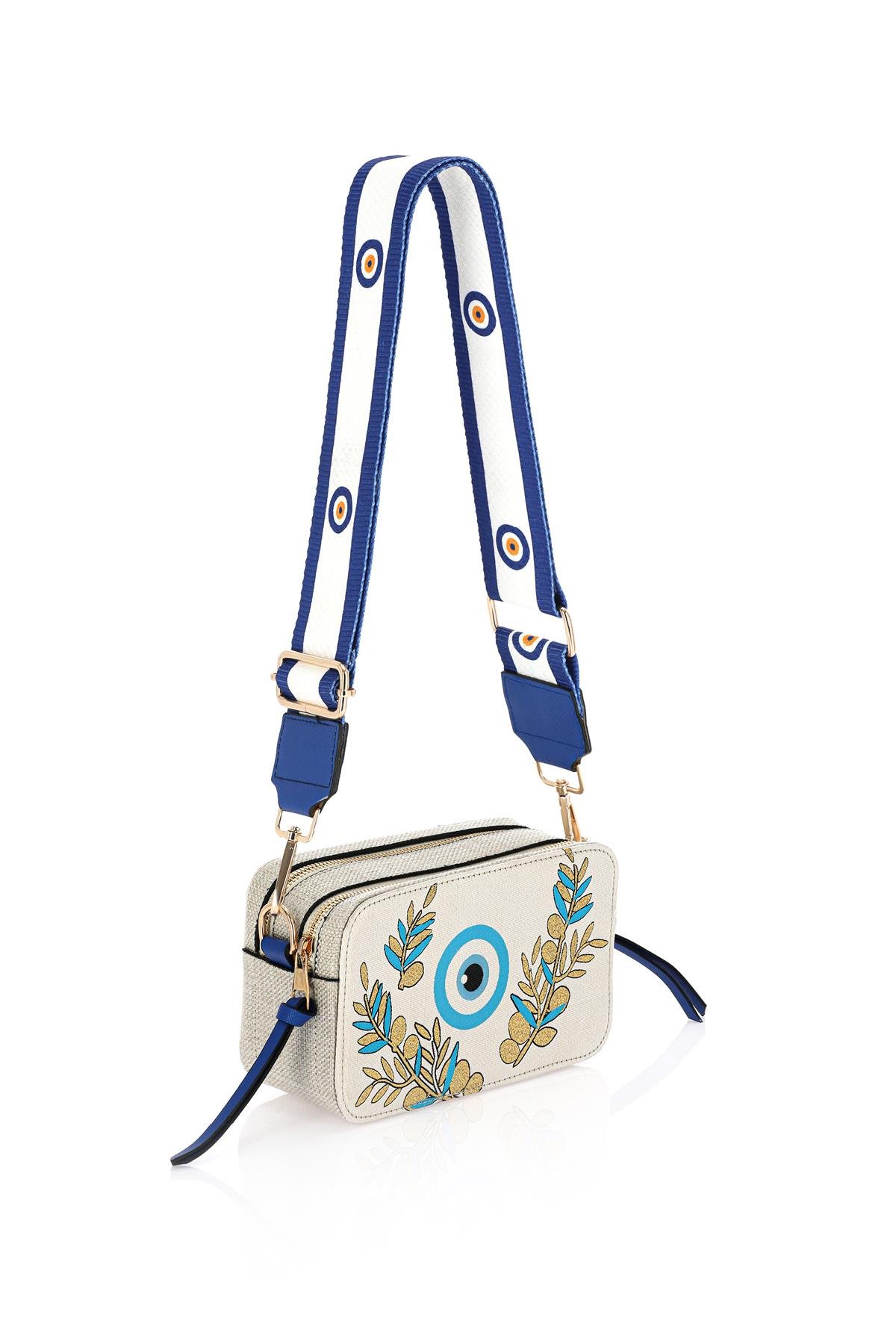 Omuz Kadın Çanta Fermuarlı Ayarlanabilir Askılı El Kol ve Omuz Çantası Motif İstanbul Nazar 1071