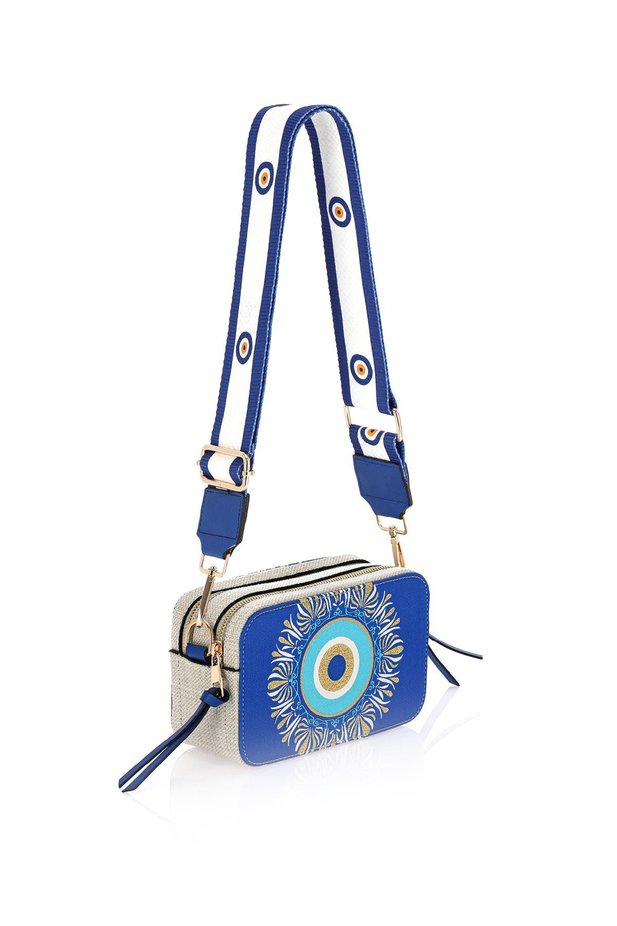 Omuz Kadın Çanta Fermuarlı Ayarlanabilir Askılı El Kol ve Omuz Çantası Motif İstanbul Nazar 1071