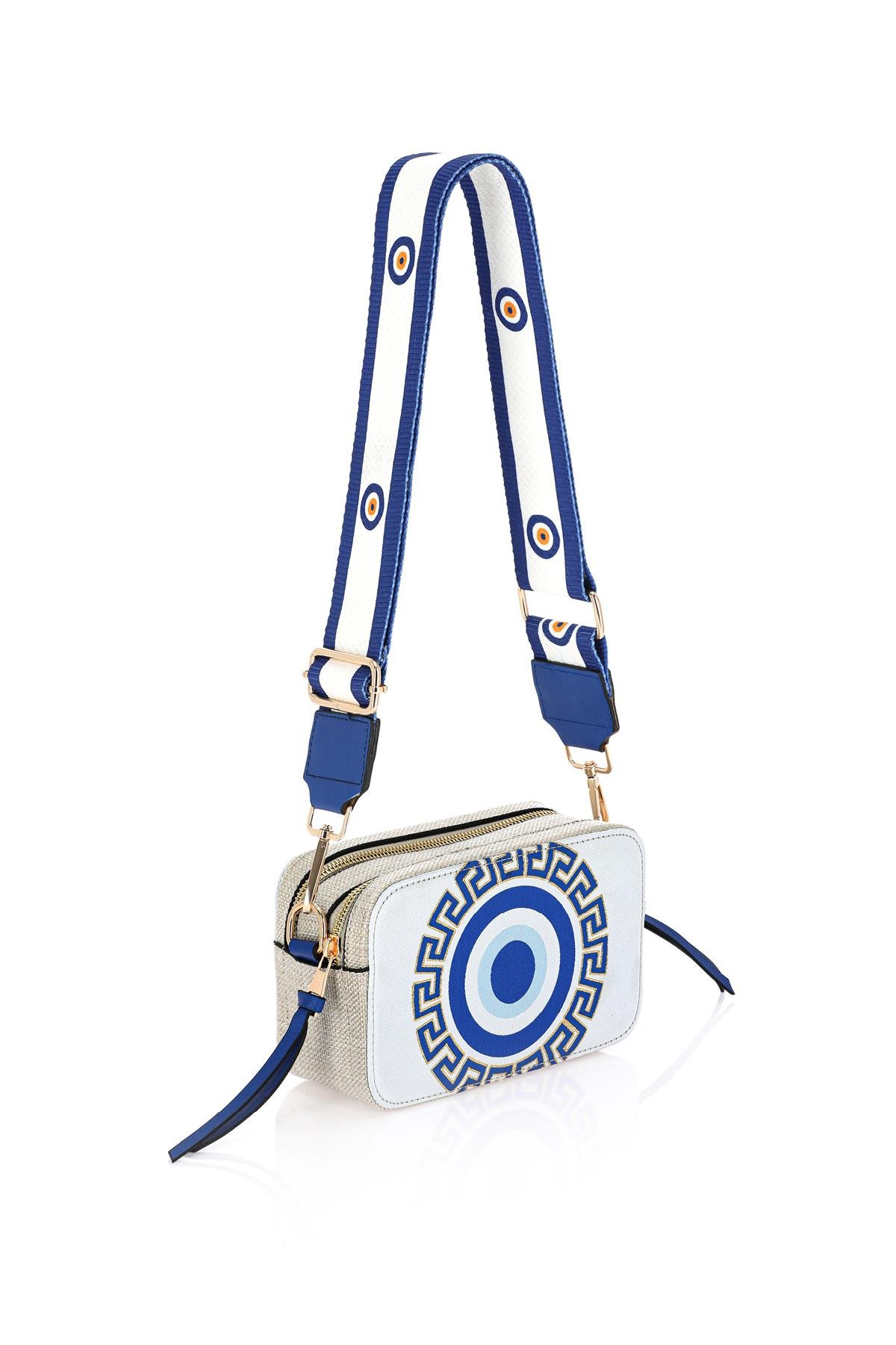 Omuz Kadın Çanta Fermuarlı Ayarlanabilir Askılı El Kol ve Omuz Çantası Motif İstanbul Nazar 1071