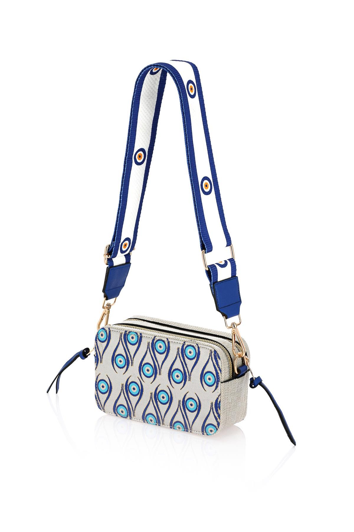 Omuz Kadın Çanta Fermuarlı Ayarlanabilir Askılı El Kol ve Omuz Çantası Motif İstanbul Nazar 1071