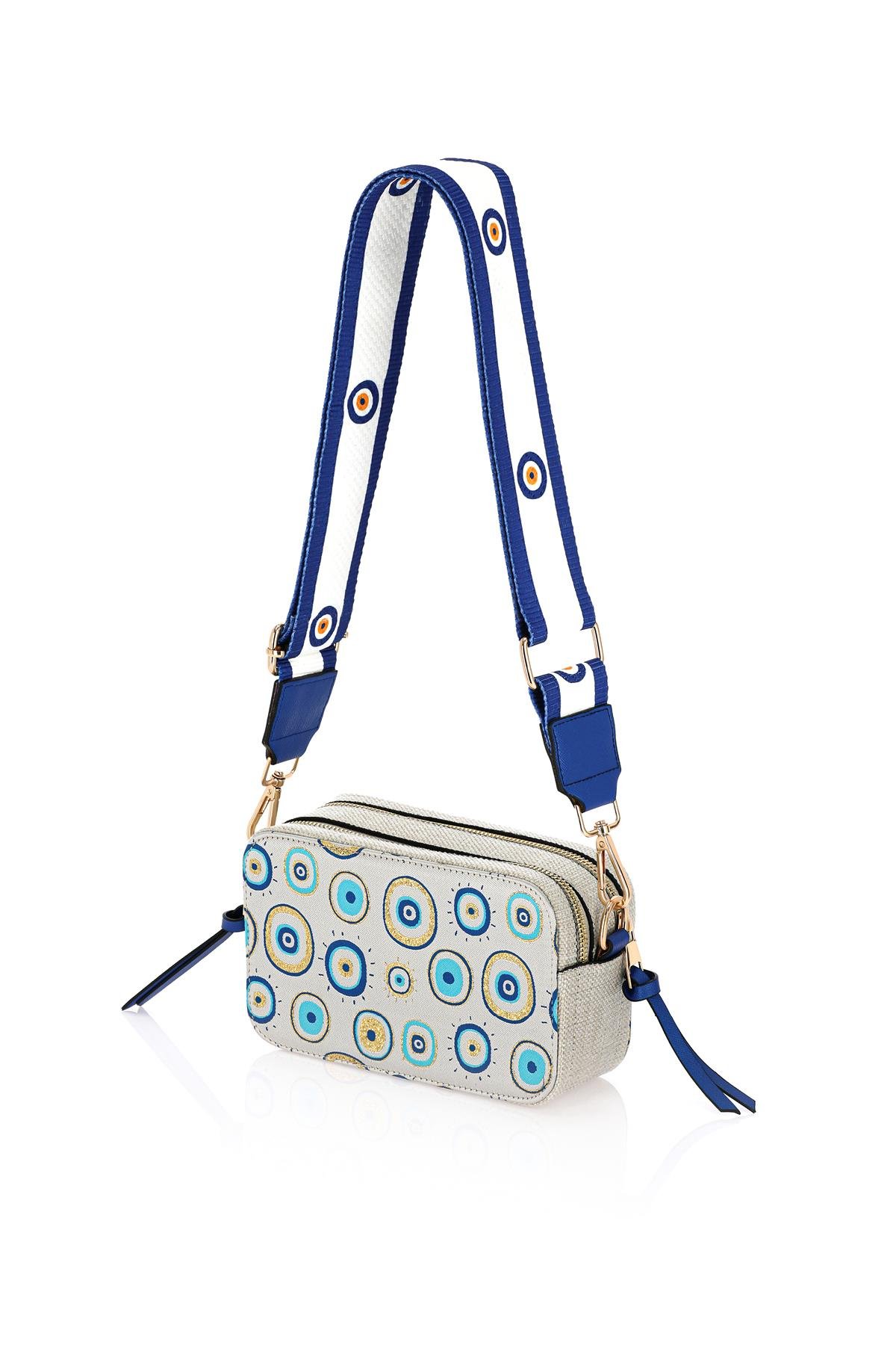 Omuz Kadın Çanta Fermuarlı Ayarlanabilir Askılı El Kol ve Omuz Çantası Motif İstanbul Nazar 1071