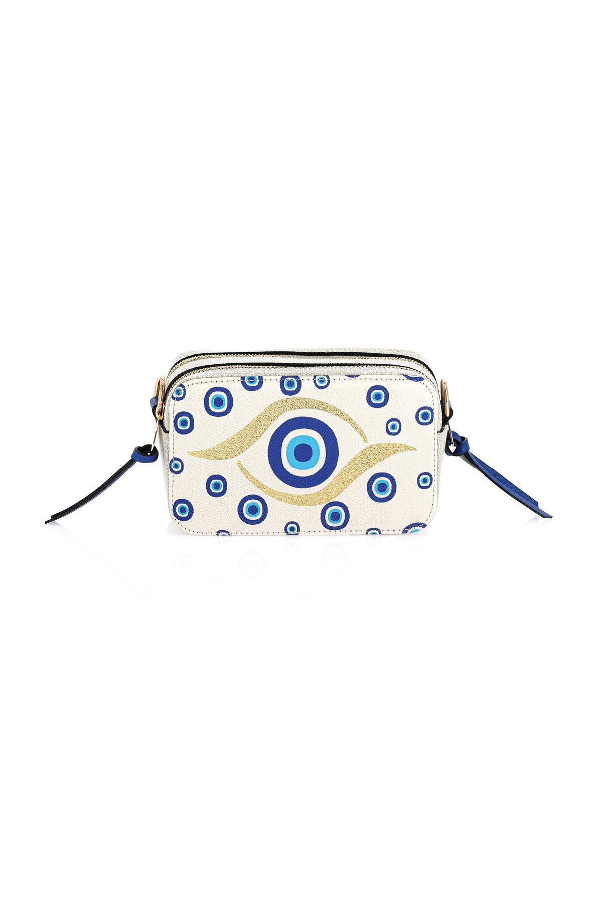 Omuz Kadın Çanta Fermuarlı Ayarlanabilir Askılı El Kol ve Omuz Çantası Motif İstanbul Nazar 1071