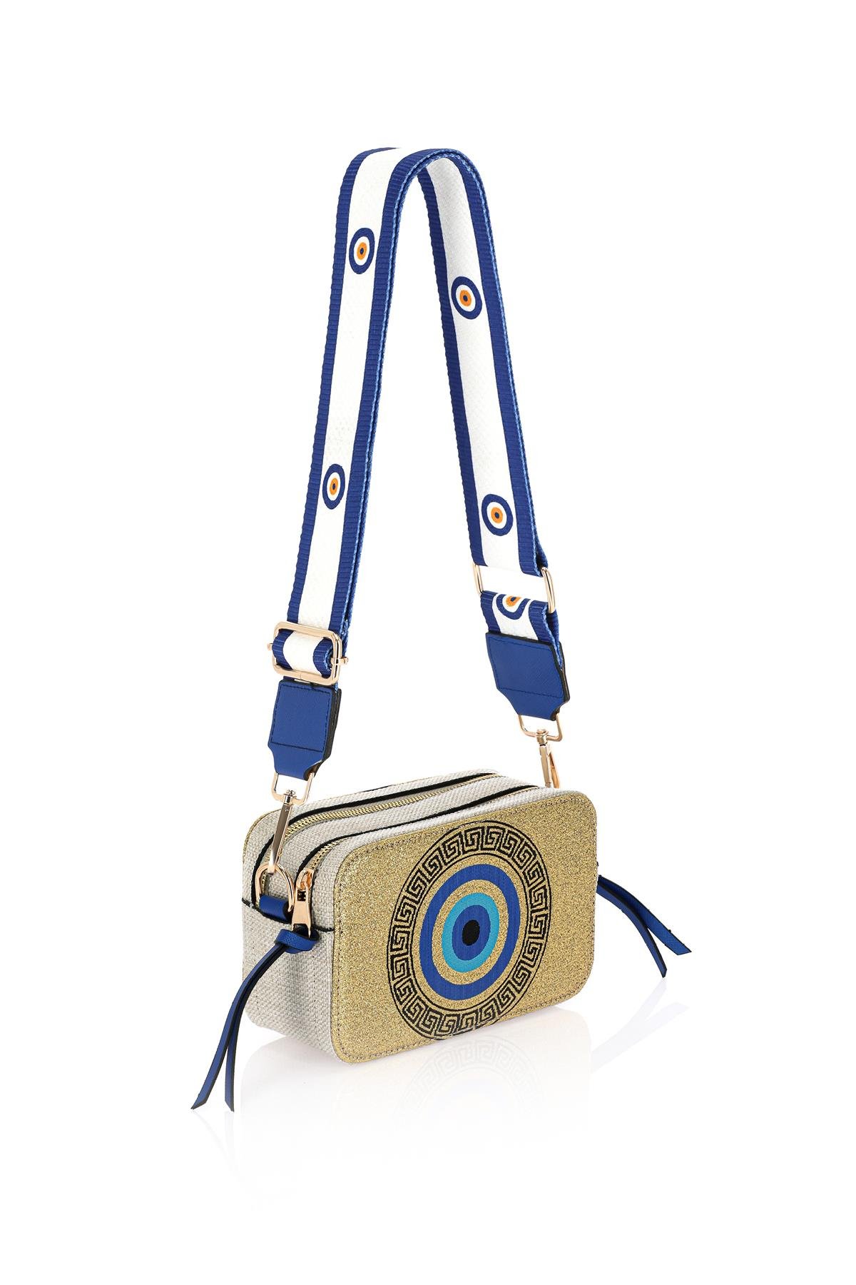 Omuz Kadın Çanta Fermuarlı Ayarlanabilir Askılı El Kol ve Omuz Çantası Motif İstanbul Nazar 1071