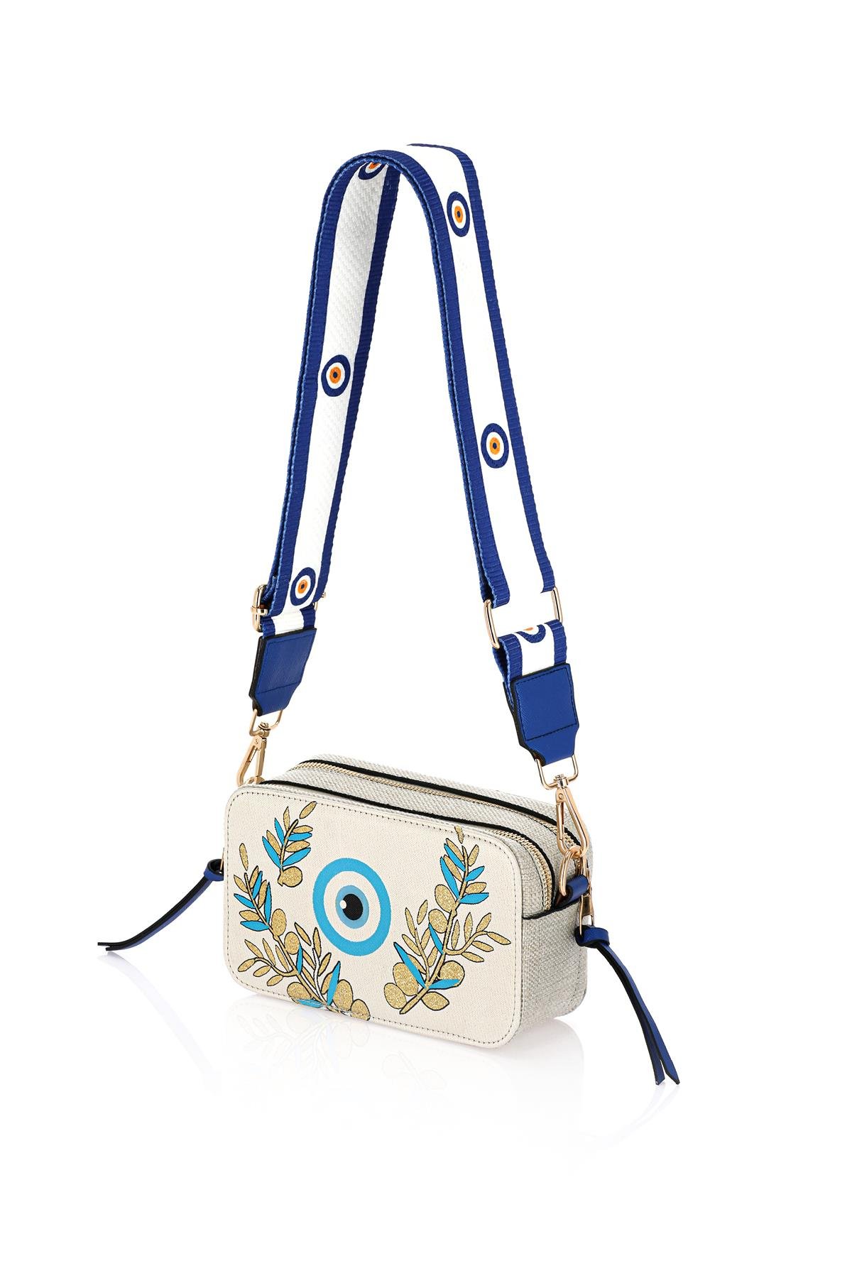 Omuz Kadın Çanta Fermuarlı Ayarlanabilir Askılı El Kol ve Omuz Çantası Motif İstanbul Nazar 1071