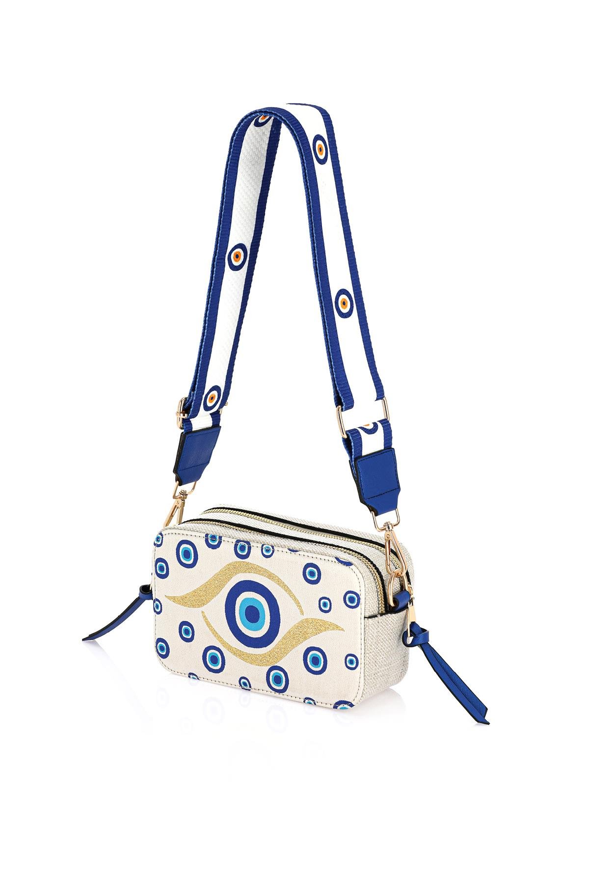 Omuz Kadın Çanta Fermuarlı Ayarlanabilir Askılı El Kol ve Omuz Çantası Motif İstanbul Nazar 1071