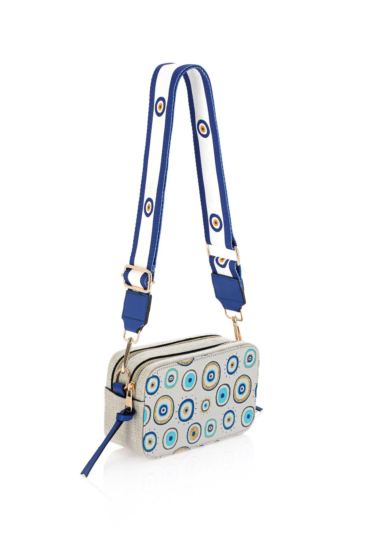 Omuz Kadın Çanta Fermuarlı Ayarlanabilir Askılı El Kol ve Omuz Çantası Motif İstanbul Nazar 1071