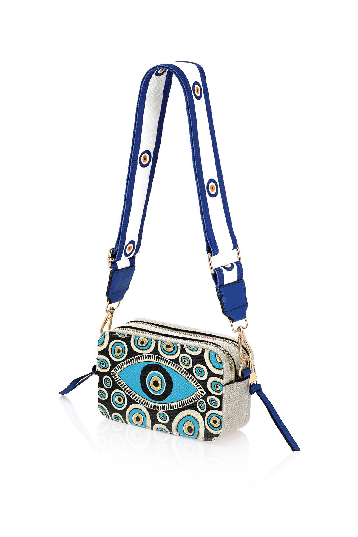 Omuz Kadın Çanta Fermuarlı Ayarlanabilir Askılı El Kol ve Omuz Çantası Motif İstanbul Nazar 1071