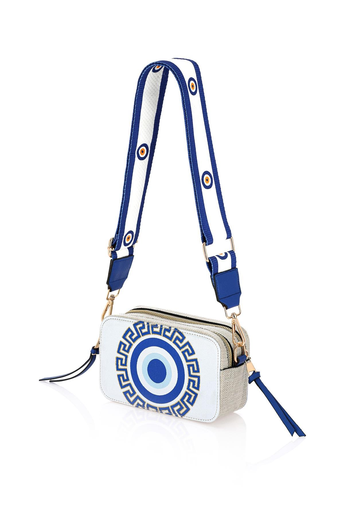 Omuz Kadın Çanta Fermuarlı Ayarlanabilir Askılı El Kol ve Omuz Çantası Motif İstanbul Nazar 1071