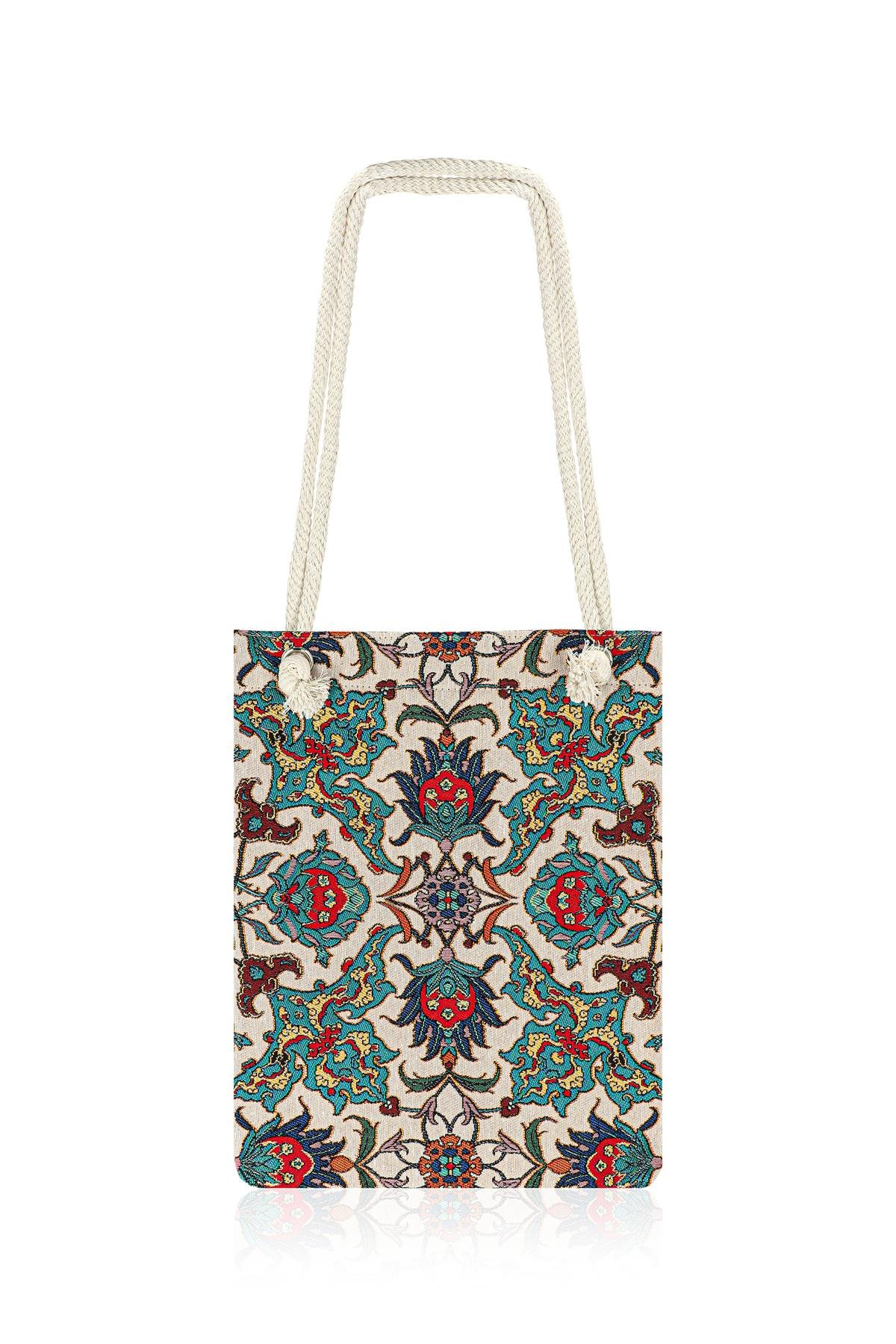 Örme Askılı Kadın El Omuz Çanta Mottif İstanbul Otantik Goblen Heybe