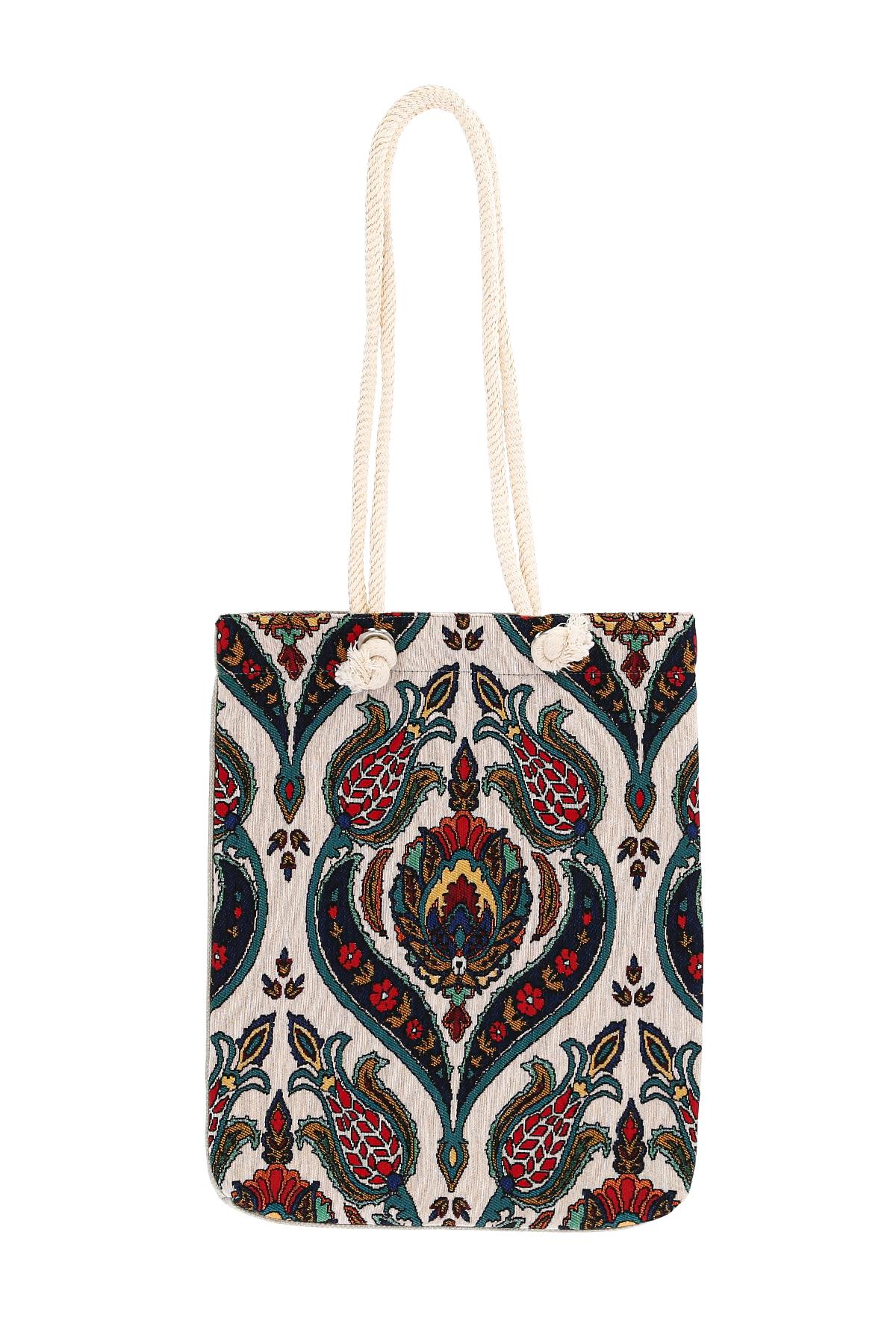 Örme Askılı Kadın El Omuz Çanta Mottif İstanbul Otantik Goblen Heybe.11