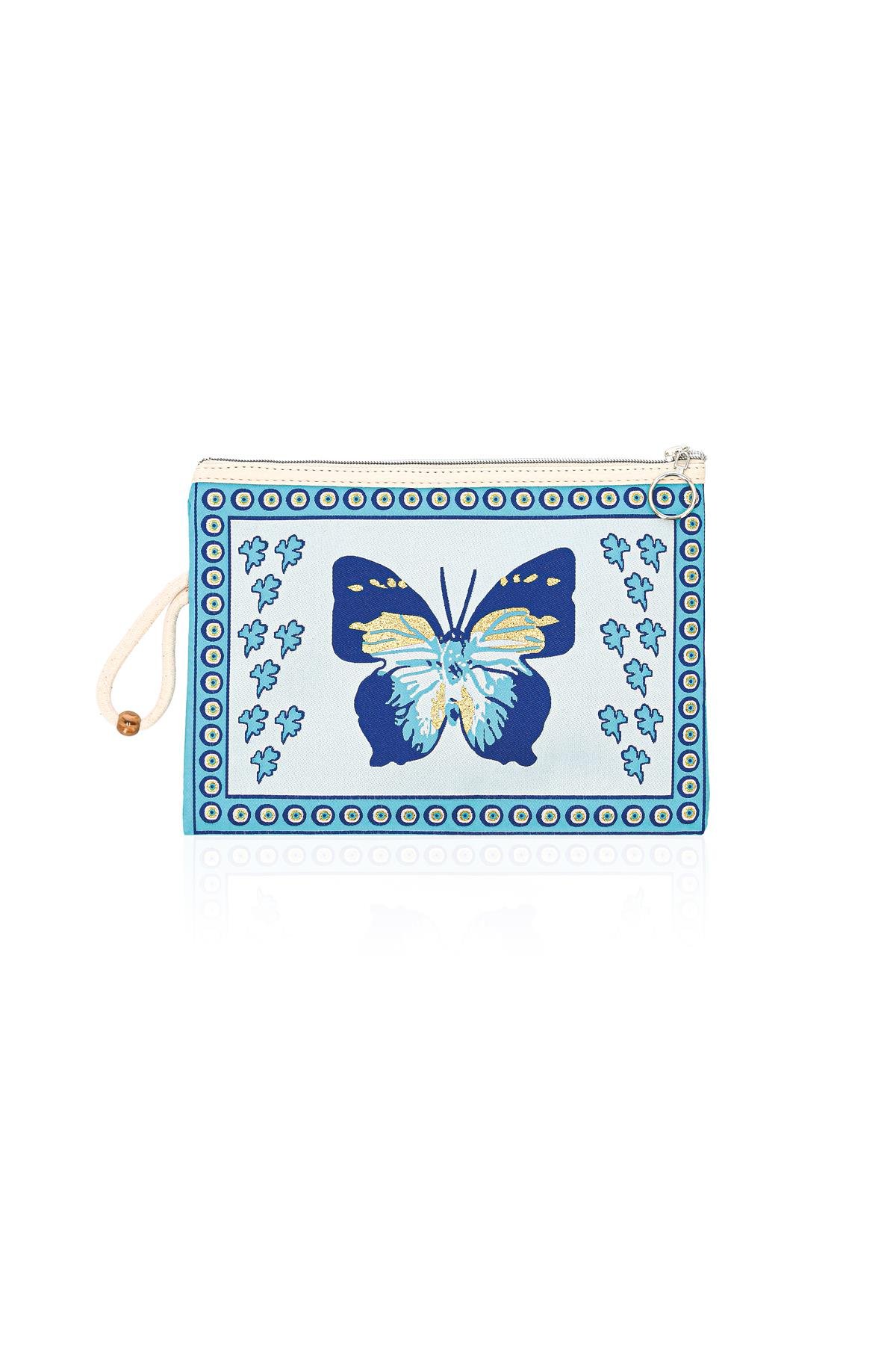 Özel Tasarım Nazar Desenli Kadın Portföy Clucth Çanta Makyaj Çanta El Çantası