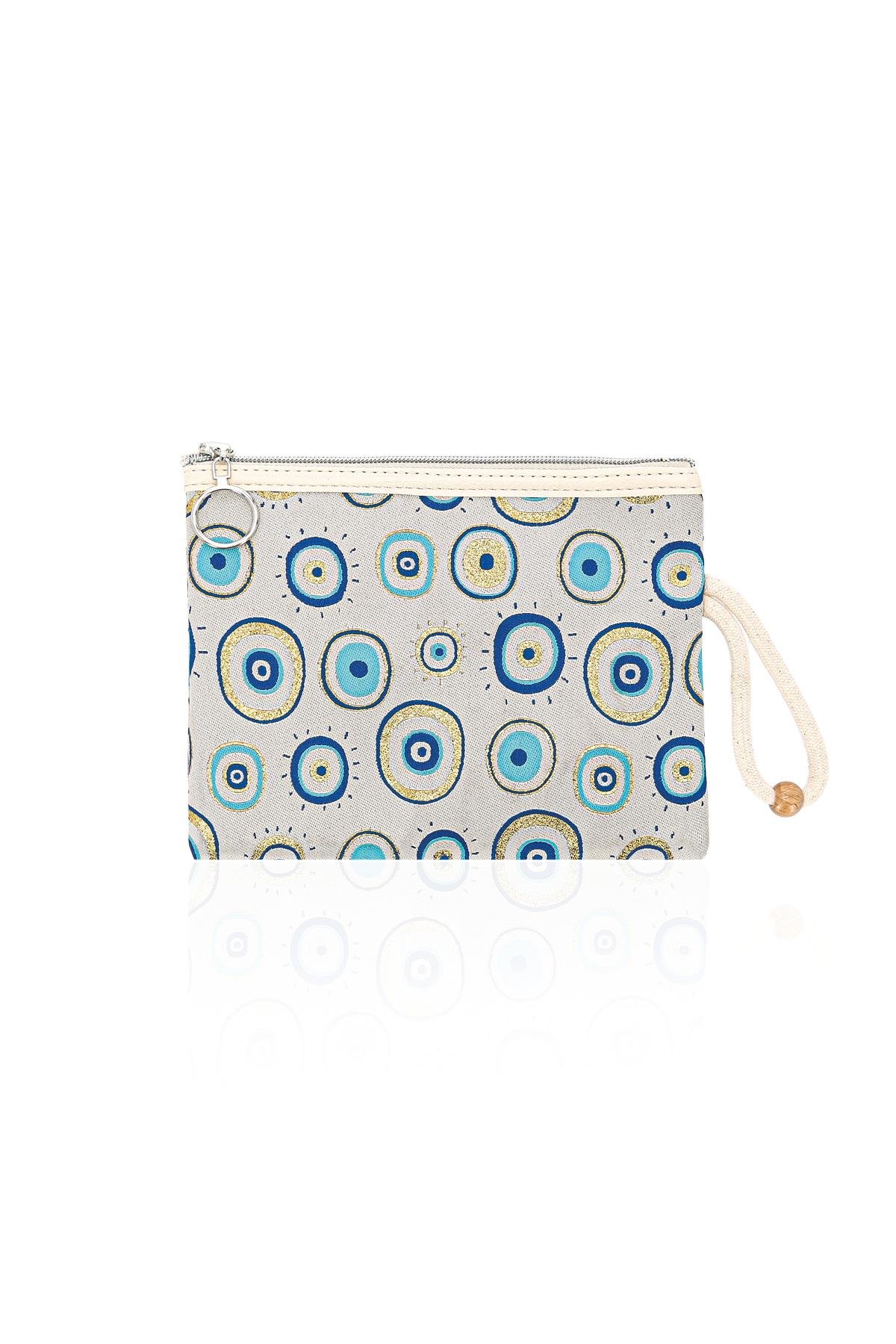 Özel Tasarım Nazar Desenli Kadın Portföy Clucth Çanta Makyaj Çanta El Çantası