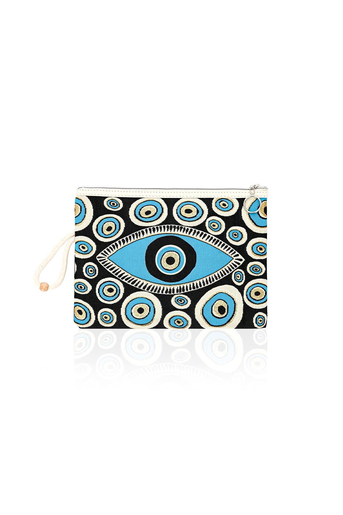 Özel Tasarım Nazar Desenli Kadın Portföy Clucth Çanta Makyaj Çanta El Çantası