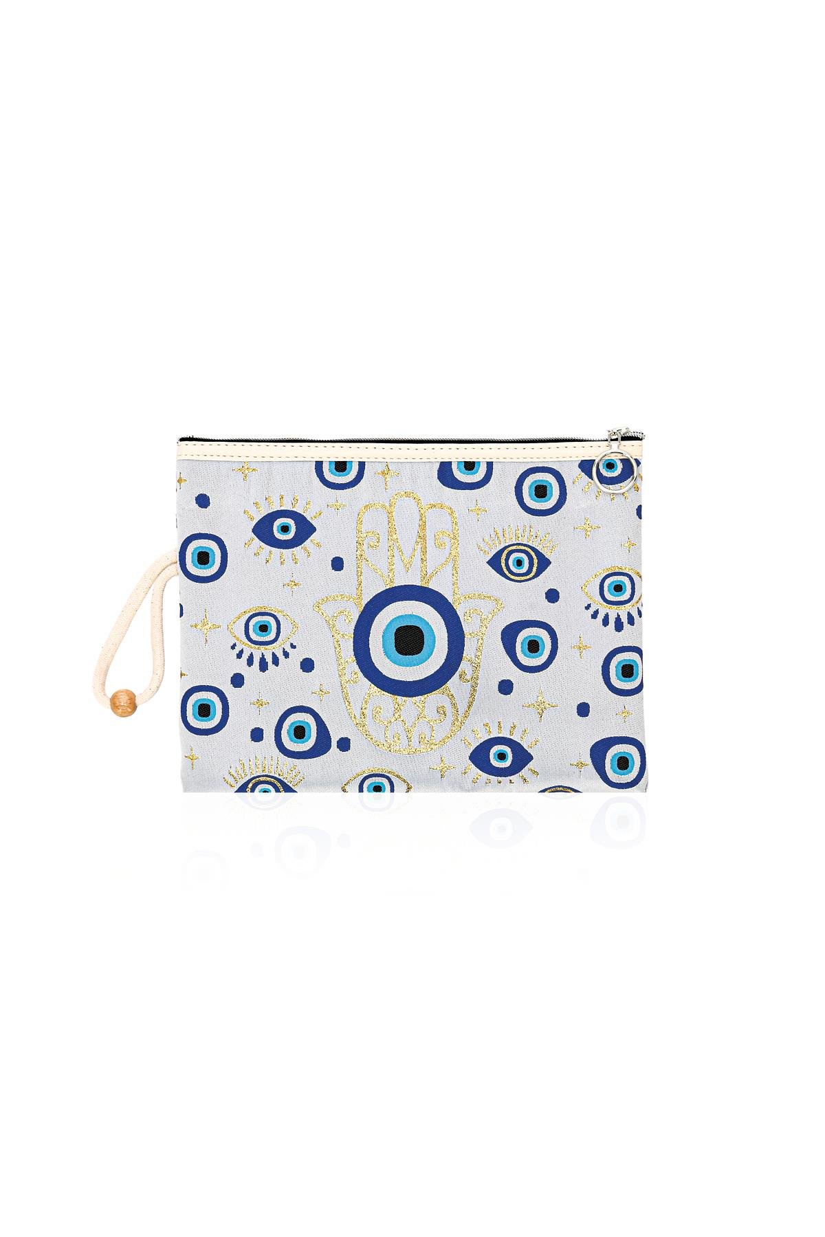 Özel Tasarım Nazar Desenli Kadın Portföy Clucth Çanta Makyaj Çanta El Çantası