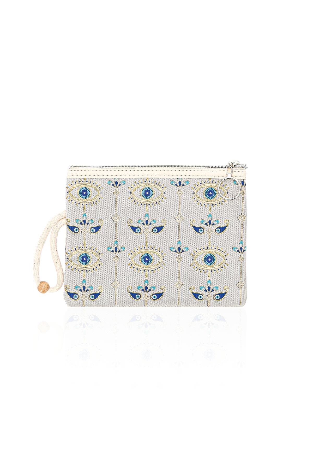 Özel Tasarım Nazar Desenli Kadın Portföy Clucth Çanta Makyaj Çanta El Çantası