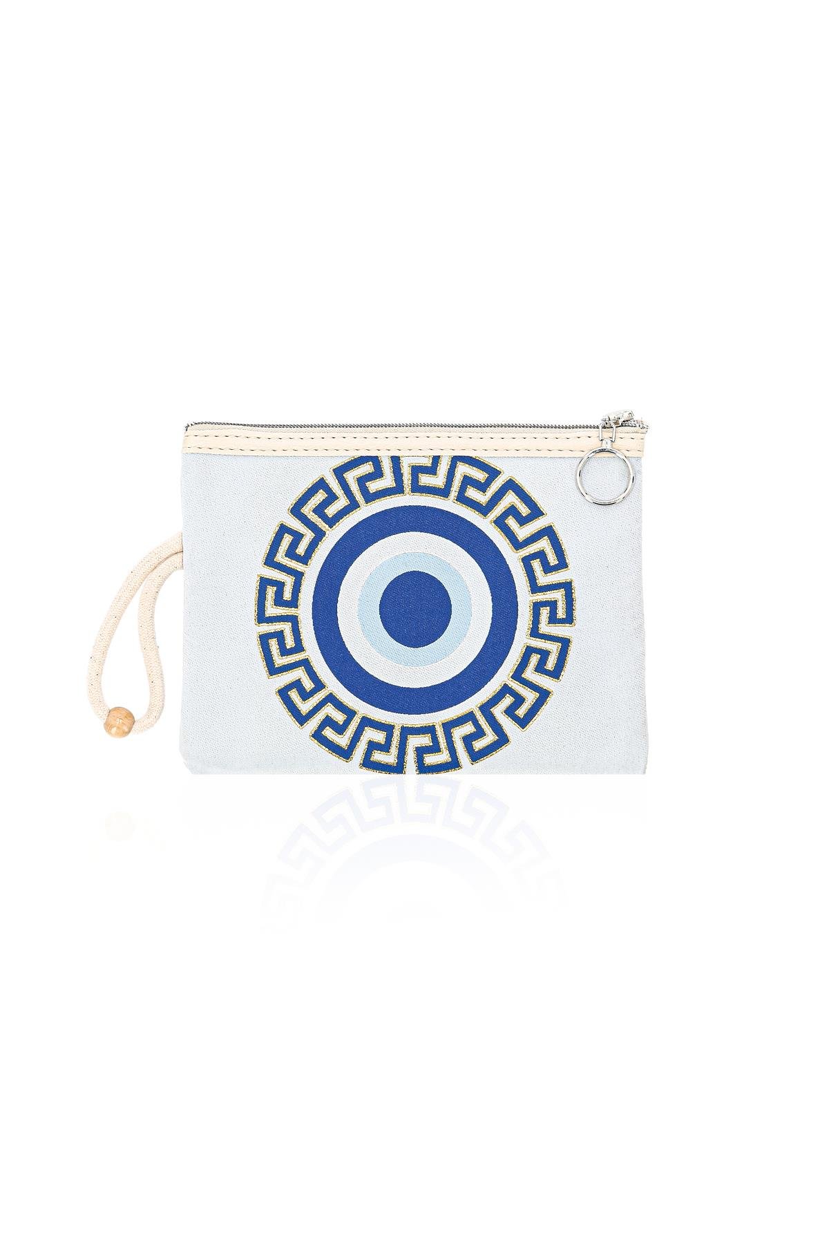 Özel Tasarım Nazar Desenli Kadın Portföy Clucth Çanta Makyaj Çanta El Çantası