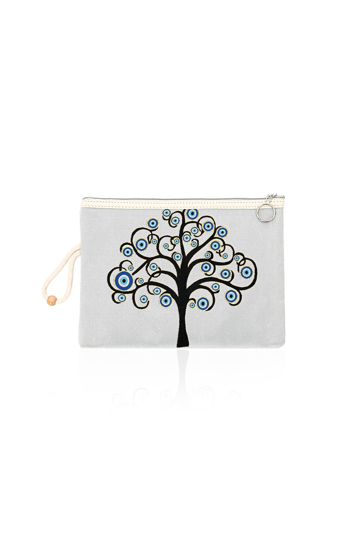 Özel Tasarım Nazar Desenli Kadın Portföy Clucth Çanta Makyaj Çanta El Çantası