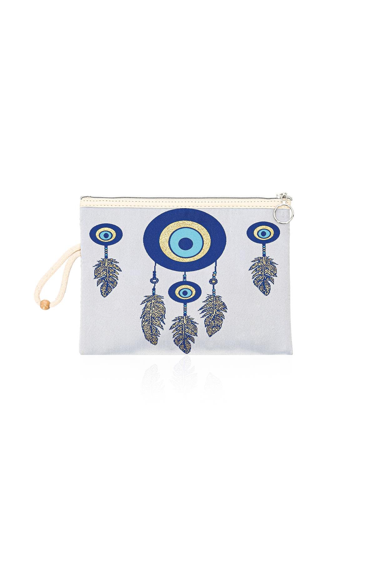 Özel Tasarım Nazar Desenli Kadın Portföy Clucth Çanta Makyaj Çanta El Çantası