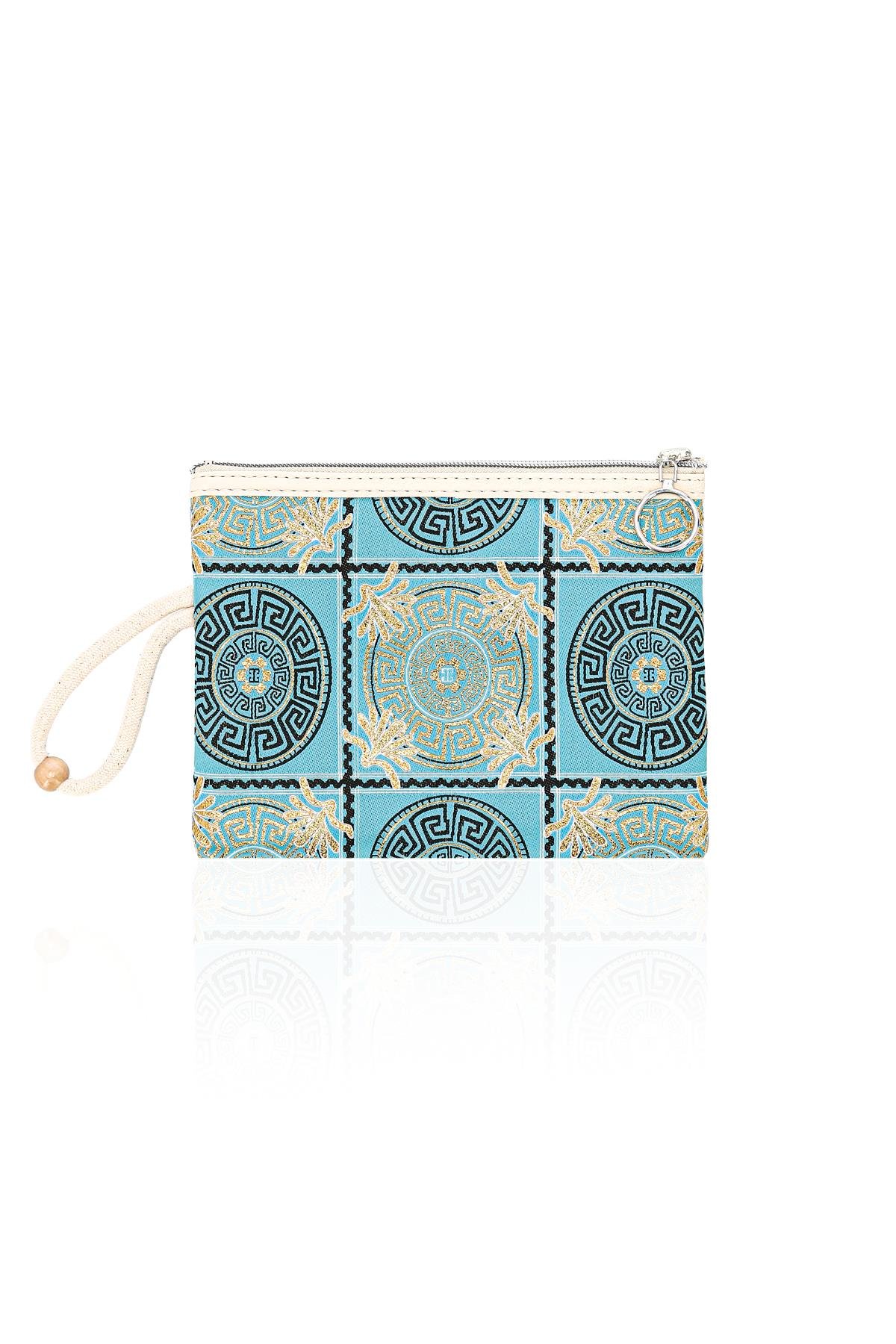 Özel Tasarım Nazar Desenli Kadın Portföy Clucth Çanta Makyaj Çanta El Çantası