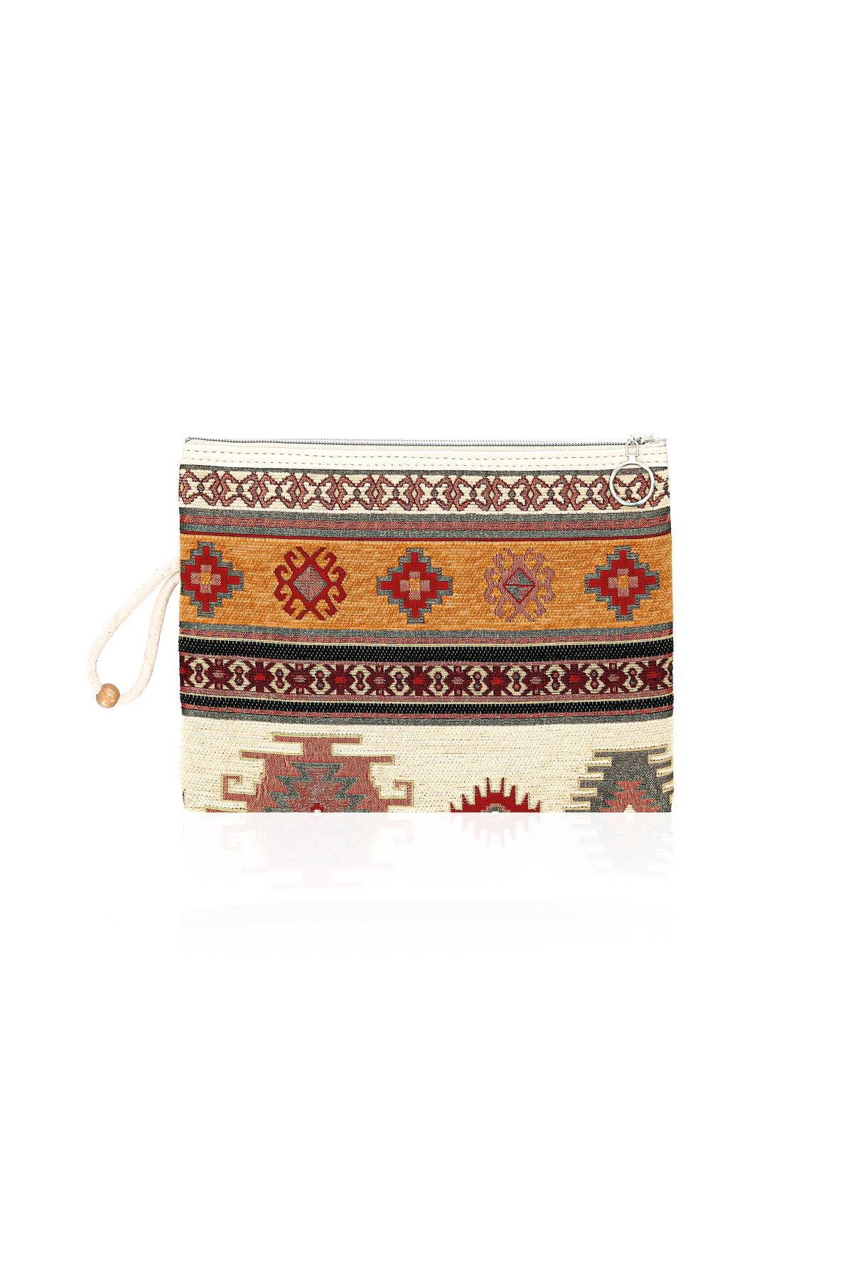 tnik Desenli Şönil Kadın Portföy Clucth Çanta Makyaj Çanta El Çantası Büyük