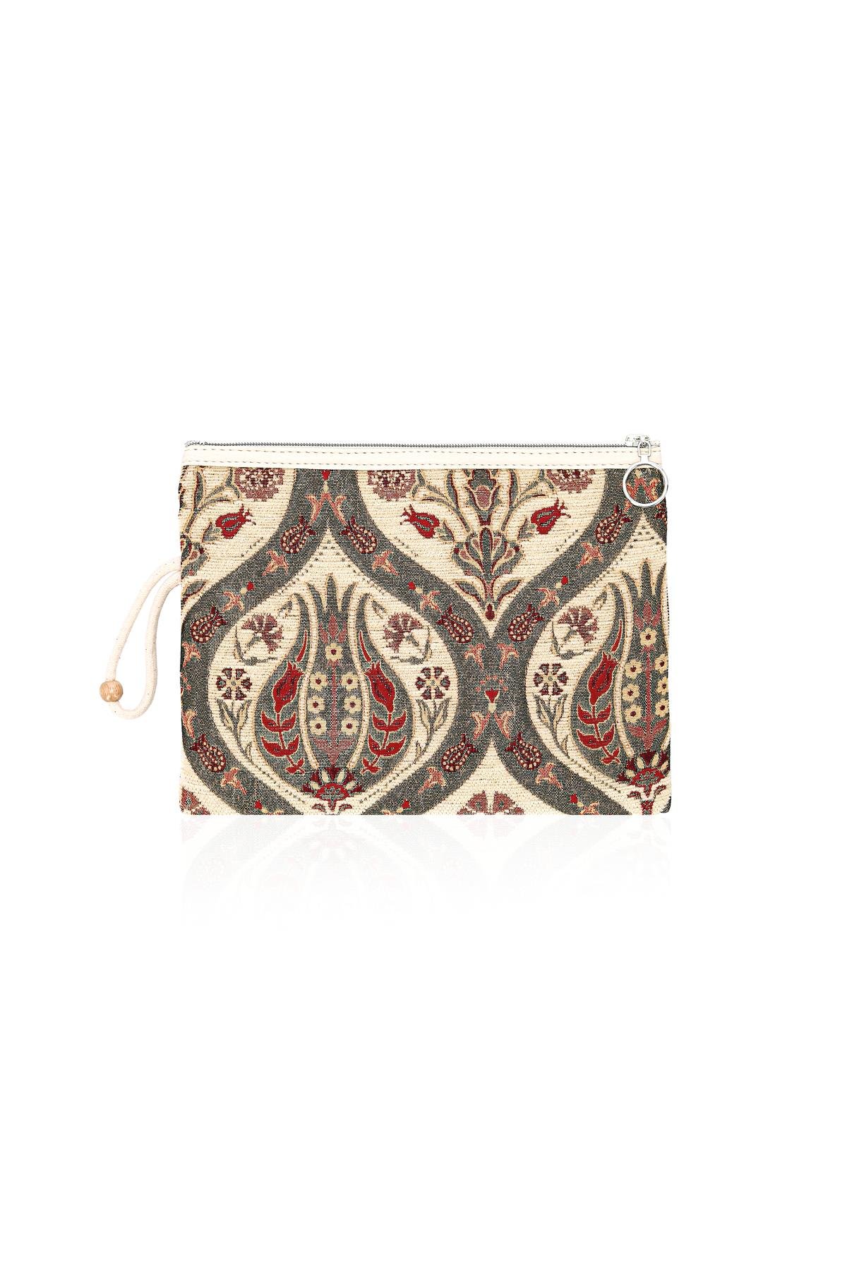 tnik Desenli Şönil Kadın Portföy Clucth Çanta Makyaj Çanta El Çantası Büyük