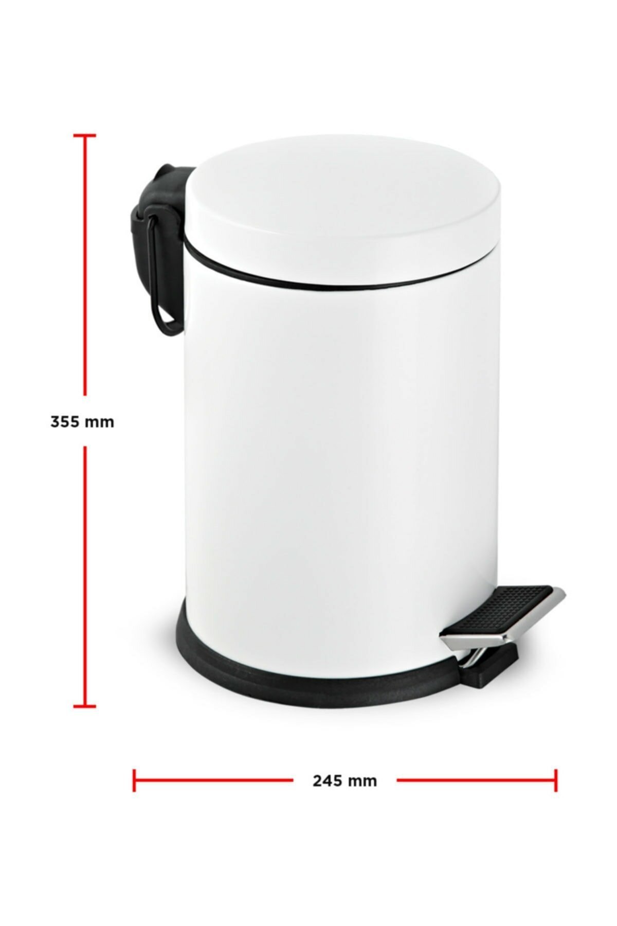 12 Litre Paslanmaz Pedallı Beyaz Çöp Kovası Ev Ofis Banyo Mutfak