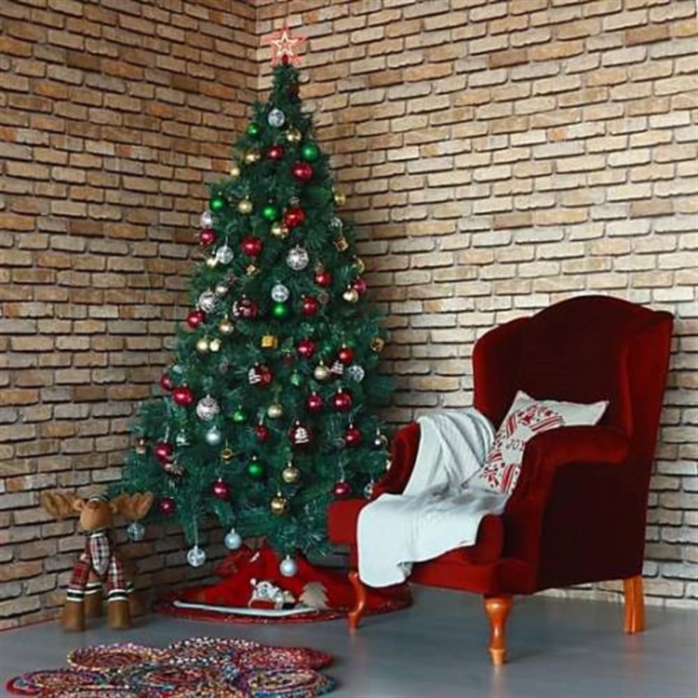 300 Cm Yılbaşı Ağacı 1230 Gür Dallı Metal Gövde Metal Ayak 200 Süs Hediyeli