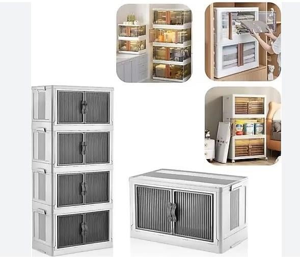 4 Katlı Portatif Dolap Çok Amaçlı Tekerlekli Mutfak Banyo Dolabı Beyaz