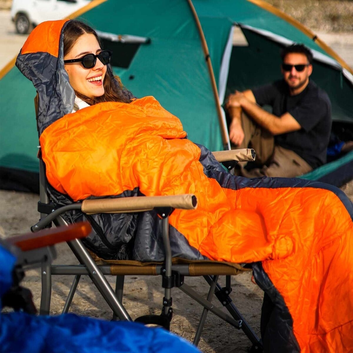 4 Mevsim Mumya Tip Uyku Tulumu -10°C Konforlu Kamp Uyku Tulumu Yıkanabilir TURUNCU