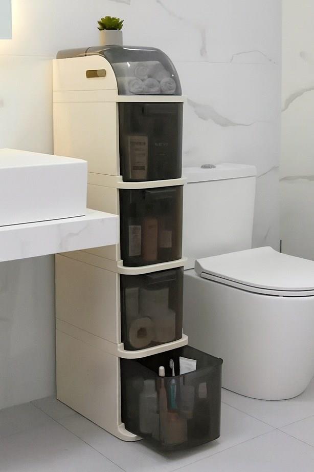 5 Katlı Mutfak Dolabı Kiler Düzenleyici Şeffaf Kapaklı Portatif Organizer Dolap