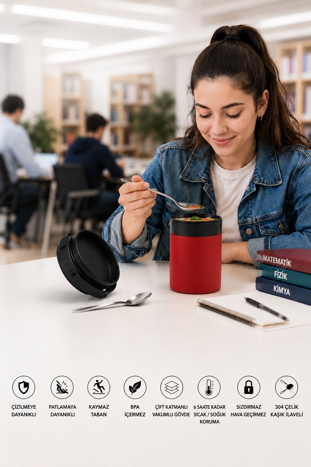 850 ML Paslanmaz Çelik Sızdırmaz Termos Yemek Taşıma Kabı / Sefer Tası Beslenme Kutusu
