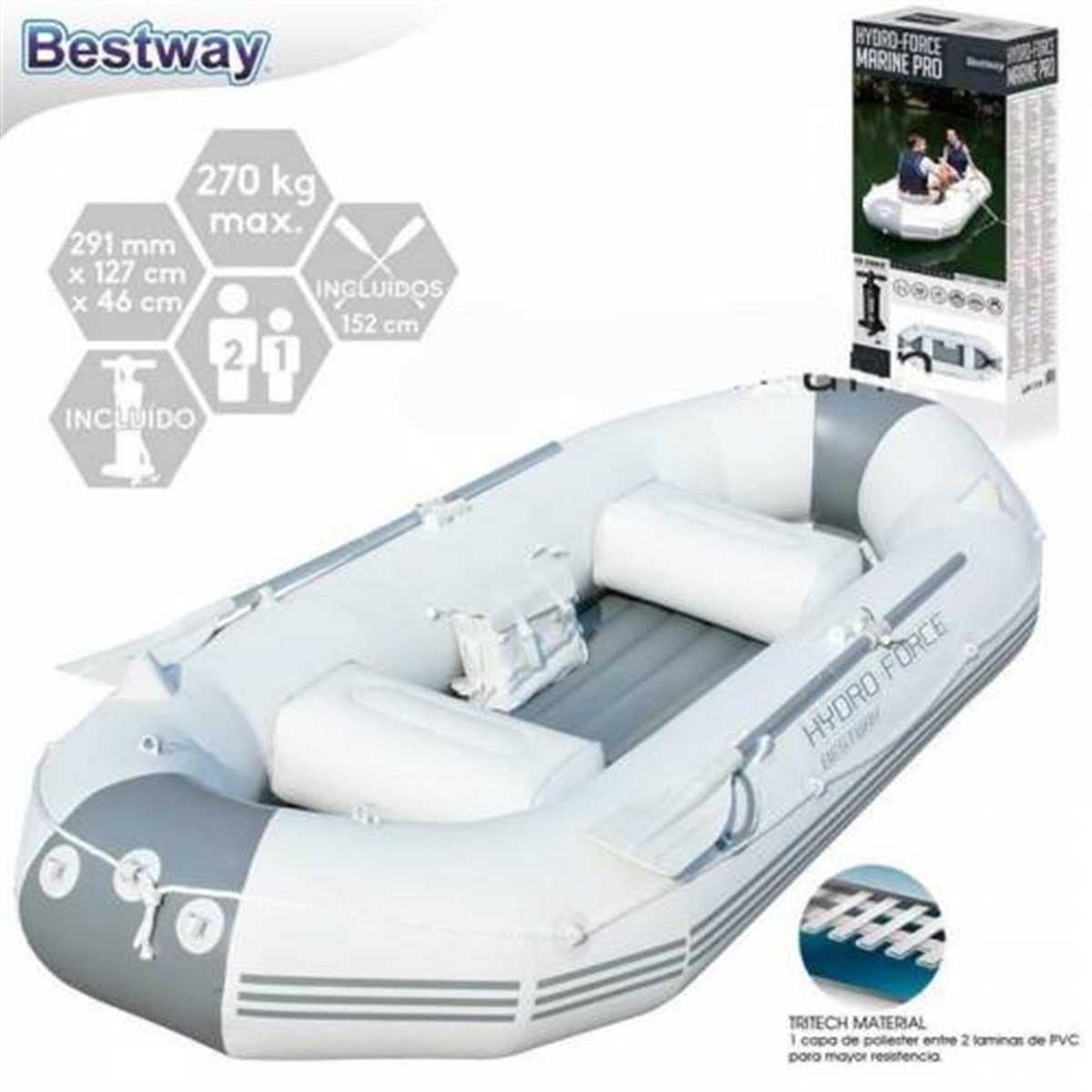 Bestway 65044 Marine Pro Şişme Taban Bot 290 x 127 Cm
