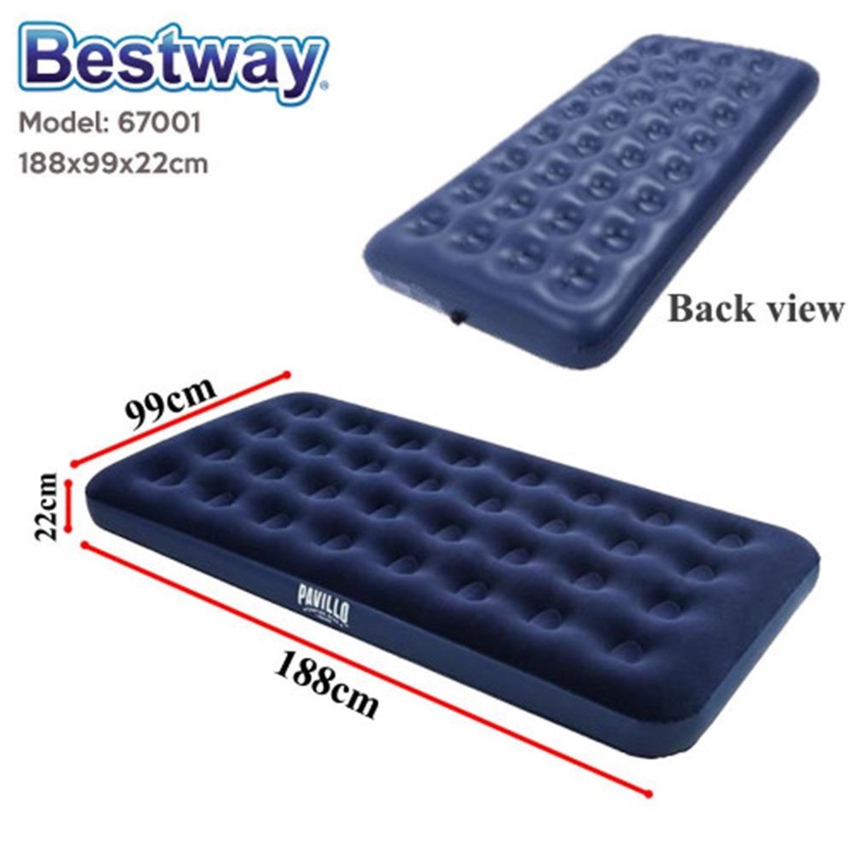 Bestway 67001 Tek Kişilik Battal Boy Şişme Yatak
