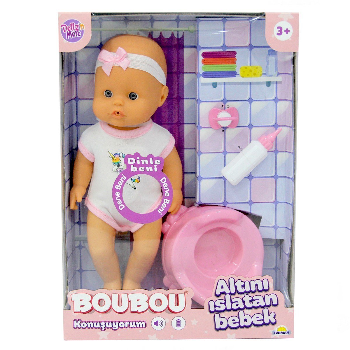 Boubou Altını Islatan Sesli Bebek Seti 30 cm.