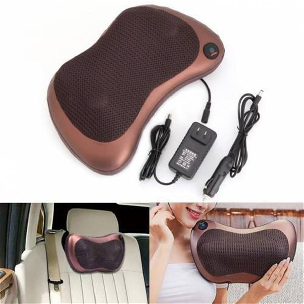 Car Home 8 Başlıklı Ovmalı Masaj Yastığı 12/220 V Masaj Aleti