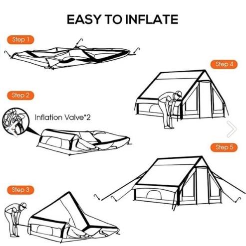 Çatı Tipi 5 Kişilik Şişme Kamp Çadırı 300x210x190cm Şişme Çadır