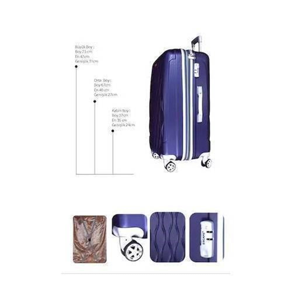 Escape 3'lü Valiz Seti Kırılmaz ABS 360 Derece Dönen 8 Tekerlek