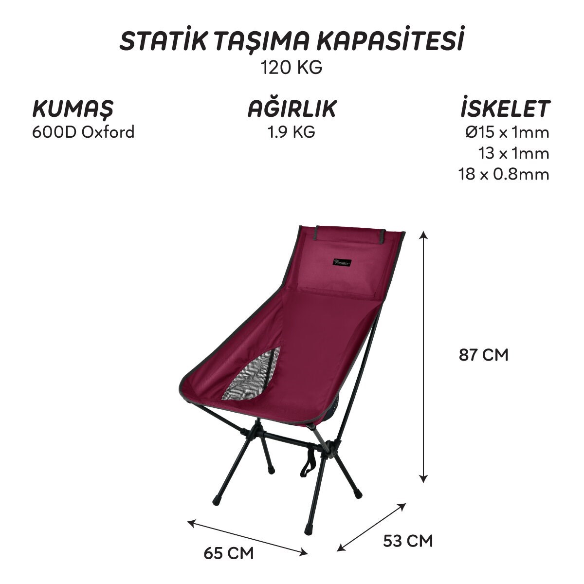 FreeCamp Waylay Katlanır Sandalye-BORDO