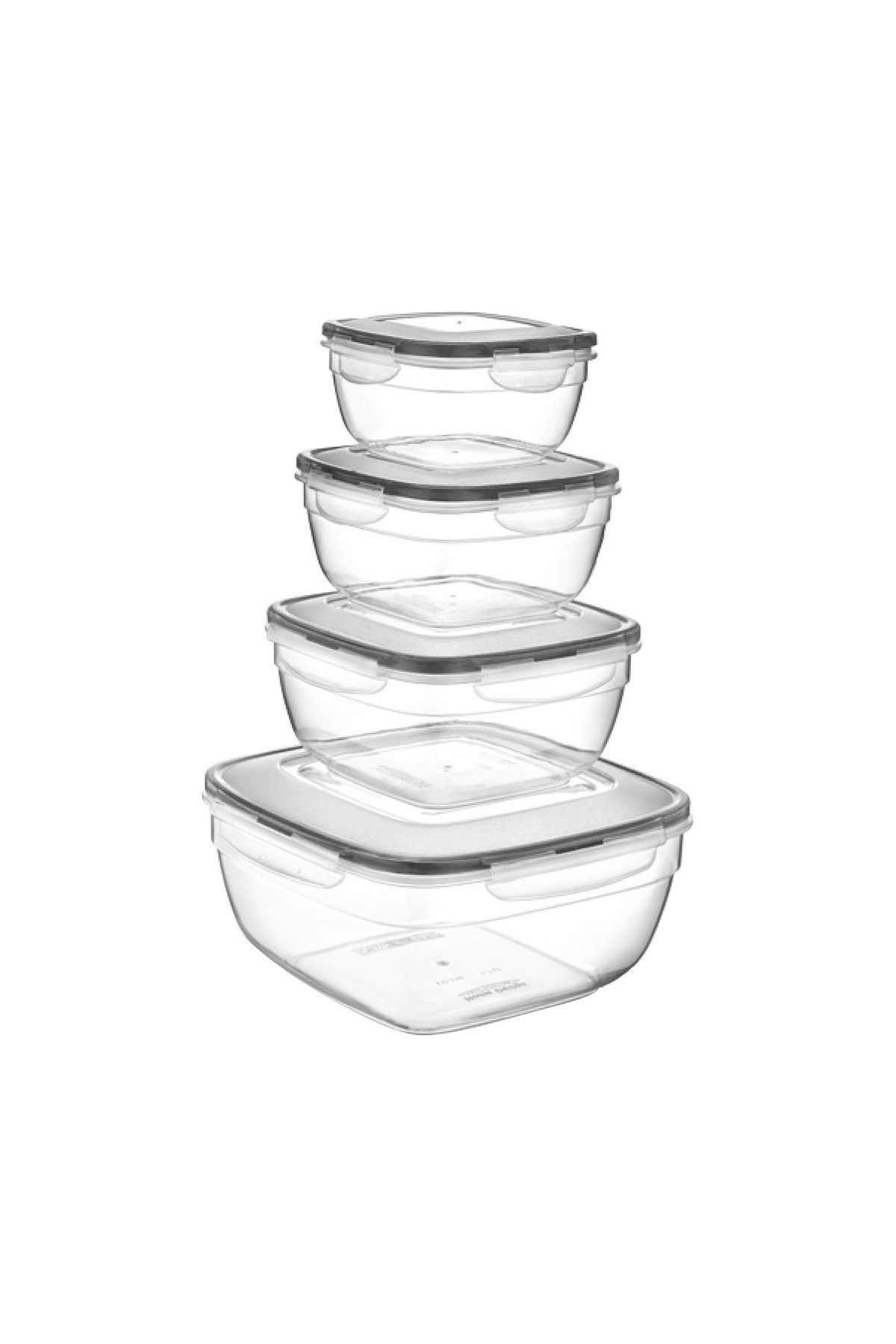 Fresh Box 4'lü Kare Saklama Kabı Seti 0,6 + 1 + 1,7 + 4 Lt