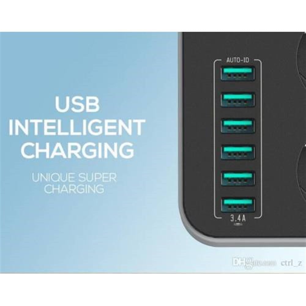 LDNİO SE-3631 3'Lü Priz Çoklayıcı Akım Korumalı 3.4A,6USB 2Metre