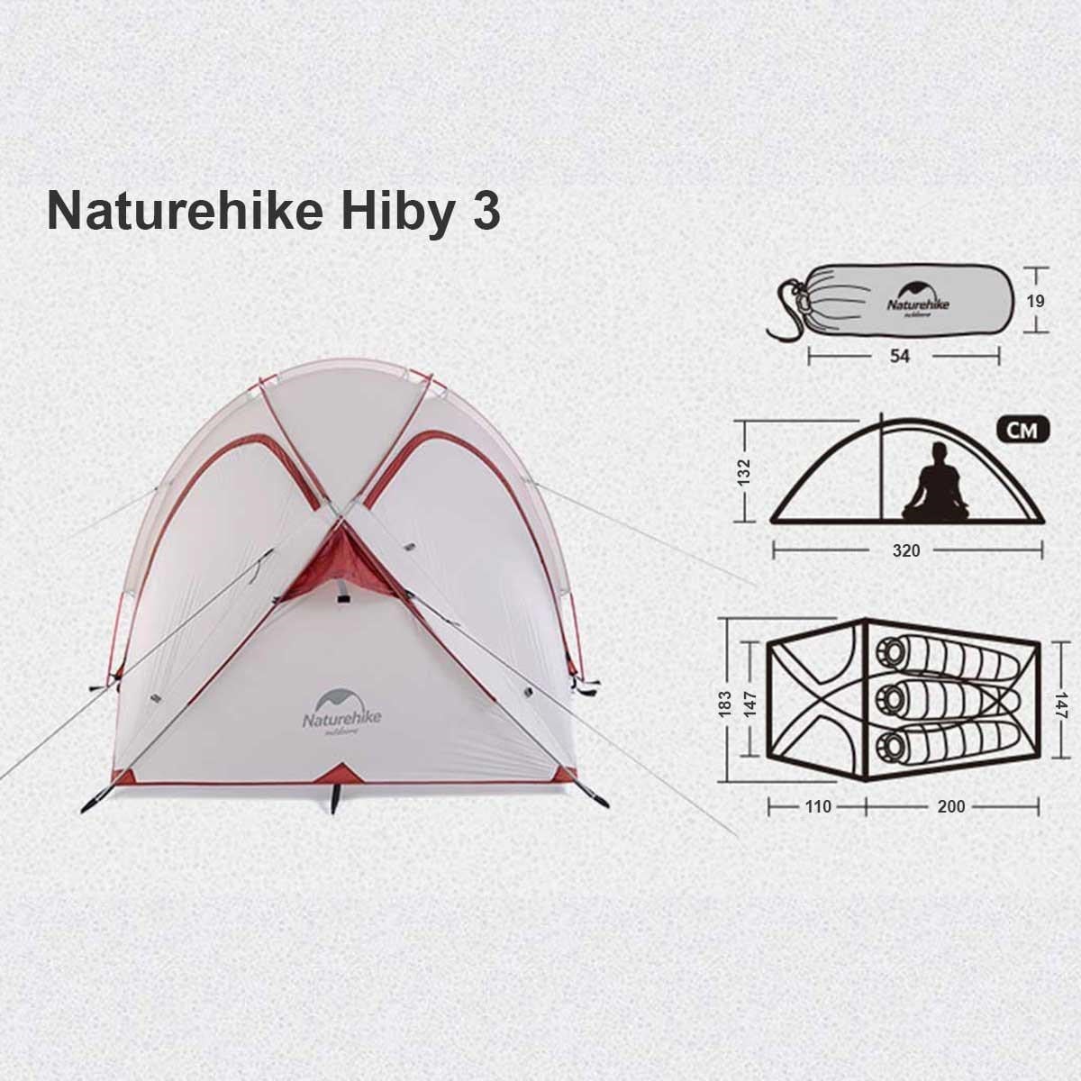 Naturehike Hiby Stan Ultralight One Big Bedroom 2-3 Kişilik Kamp Çadırı