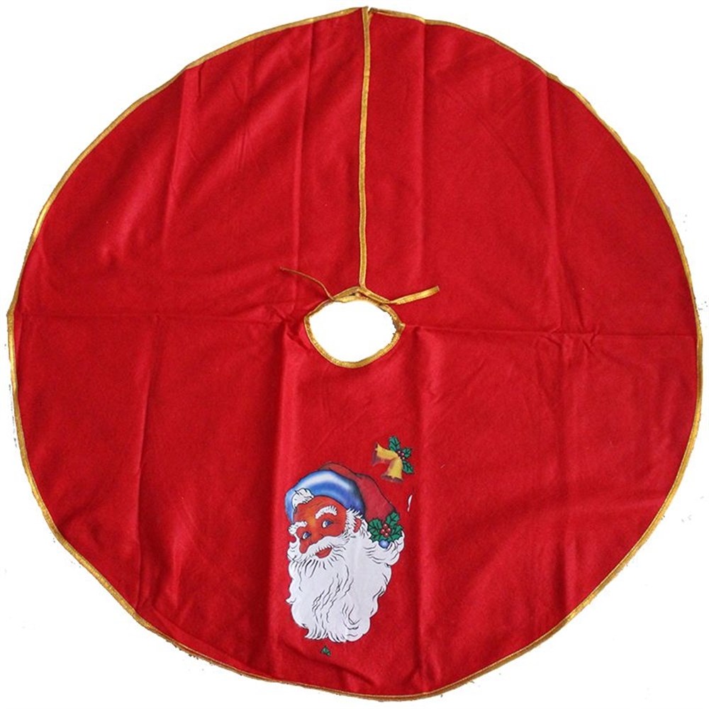 Noel Babalı Kırmızı Keçe Yılbaşı Çam Ağacı Altı Örtüsü 90 Cm